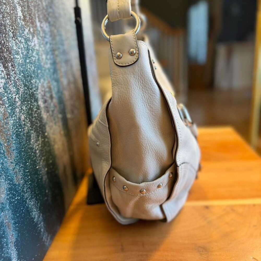 B. Makowsky Vintage Y2K Large Studded Pebbled Leather Hobo Shoulder Bag - Picture 5 of 8